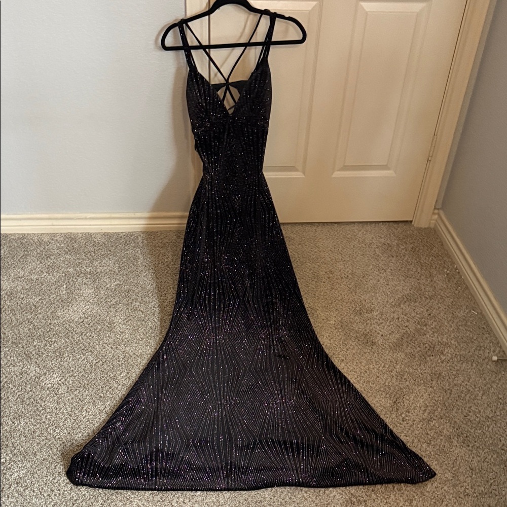Windsor Black Glitter Backless Dress